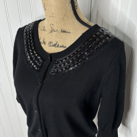 Express Design Studio Cardigan Sweater Sz L Embellished Neck Holiday NYE Event - Picture 2 of 12